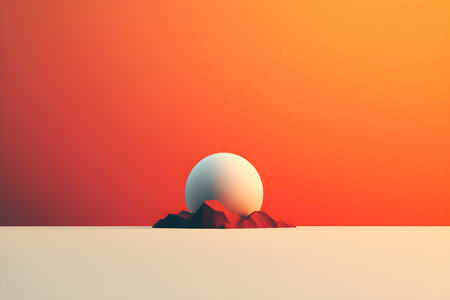 Abstract minimalist landscape with sunset. AI Generativeの素材