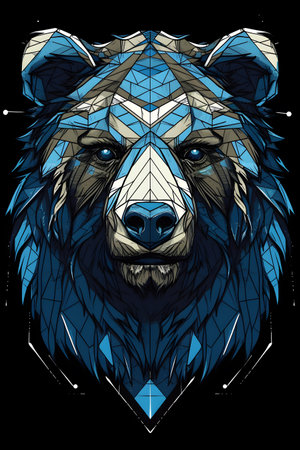 Portrait of Grizzly bear head illustration. AI Generativeの素材