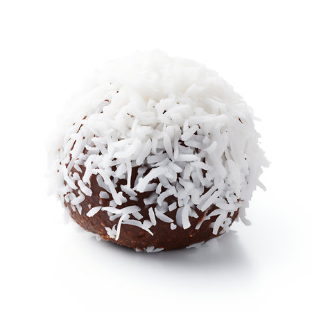 Chocolate ball with coconut flakes isolated on a white background. AI Generativeの素材