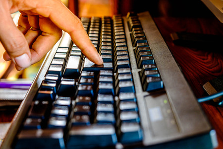 close up finger  touch button keyboard  computer workingの写真素材