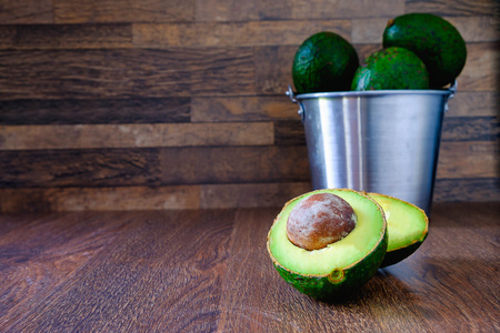 Avocado in an aluminum tankの写真素材