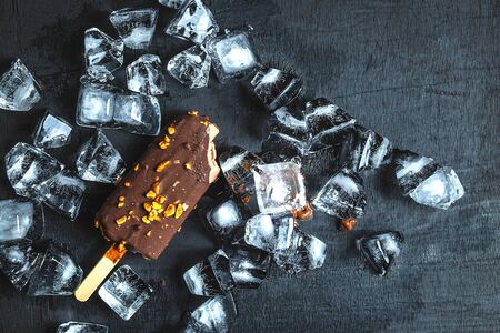Ice cream chocolate bars On a black background