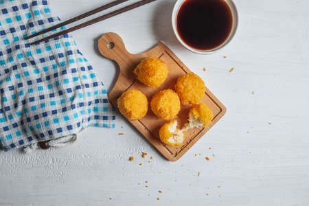 Yellow delicious fried ball cheese
