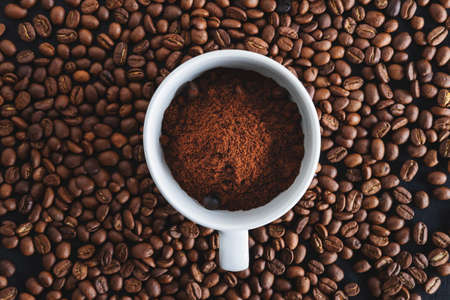 Coffee powder in a coffee cupの写真素材