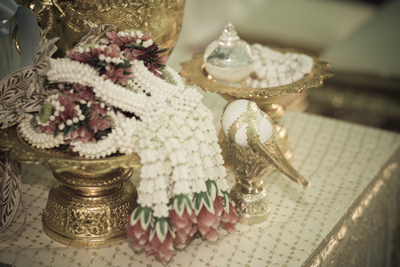 Decoration object and artifacts Traditional Thai Wedding ceremony.の写真素材