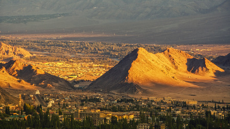 View of Leh city, the capital of Ladakhの写真素材