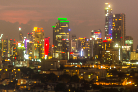Blurred bokeh city skyline lights night viewの写真素材