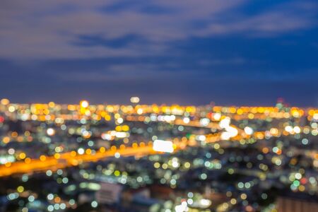 Blurred bokeh city skyline lights night view