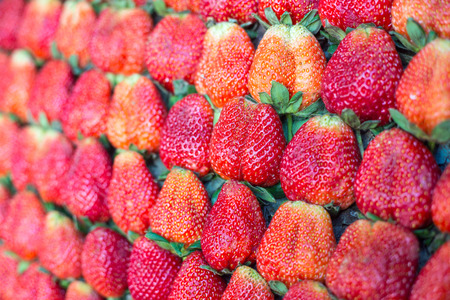 Fresh many strawberry Beautifully arrangeの写真素材