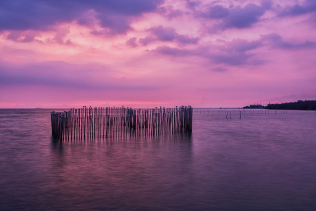 sunset over sea at Bangpu , Samutprakarn, Thailand.の写真素材