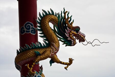golden dragon,art of china,dragon on poleの写真素材