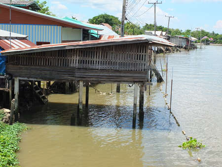 Wooden house, lifestyle by the Mae Klong riverの写真素材