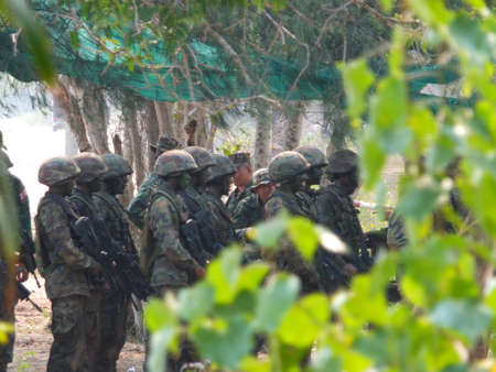 Chonburi, Thailand, February 25, 2020, photo of a military forest field weapon drills.のeditorial素材