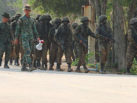 Chonburi, Thailand, February 25, 2020, photo of a military forest field weapon drills.のeditorial素材
