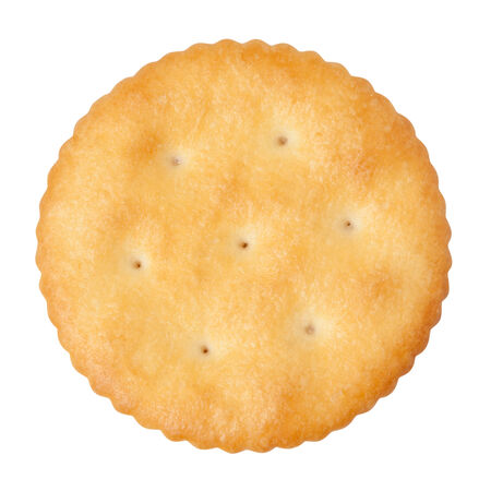 Round Cracker isolated on white with a clipping pathの写真素材