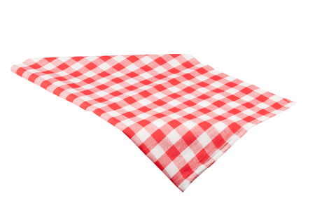 Red Table Cloth isolated on white with clipping pathの写真素材