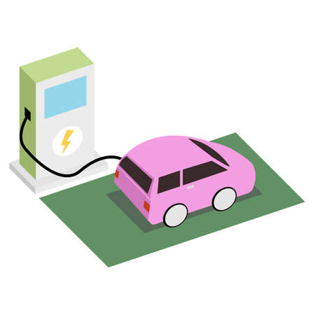 Electric car charging station.Eco friendly fuel concept.Vectorのイラスト素材
