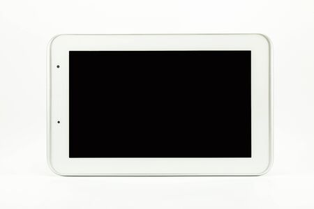 white tablet isolated on white backgroundの写真素材