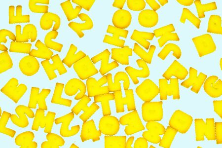 Alphabet Bread numbers blue background textの写真素材