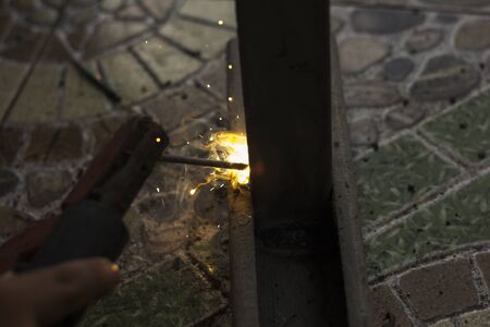 Light Diffuse steel welding Black background