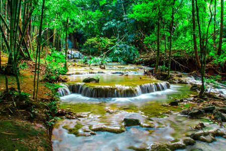 The beautiful natural waterfalls During the rainy season to winterの写真素材