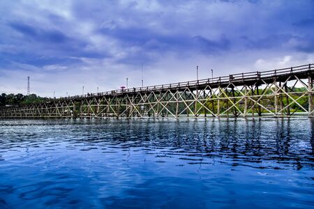 Long wooden bridges and major construction was first held.の写真素材