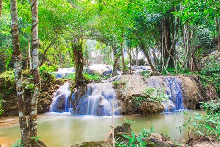 The beautiful natural waterfalls During the rainy season to winterの写真素材