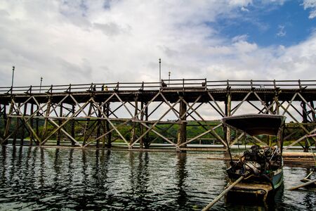 Long wooden bridges and major construction was first held.の写真素材