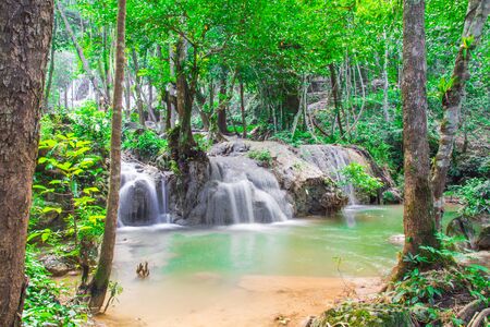 The beautiful natural waterfalls During the rainy season to winterの写真素材