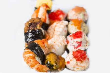 Sushi Japanese Food Bright white backgroundの写真素材