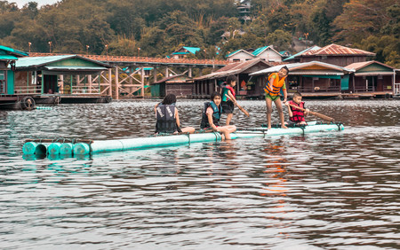 On 6 November 2017 at Thailand's Kanchanaburi town of Mons had children swimming fun.のeditorial素材