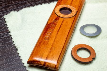 kazoo folk instrument woodwork macro picture