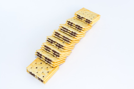 sandwich cracker chocolate flavored creamの写真素材
