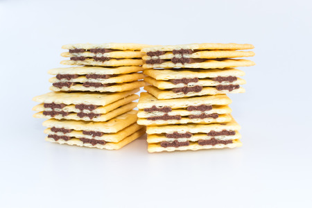 sandwich cracker chocolate flavored creamの写真素材