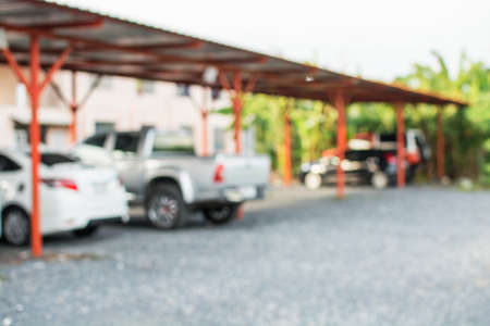 parking with cars in garageの写真素材