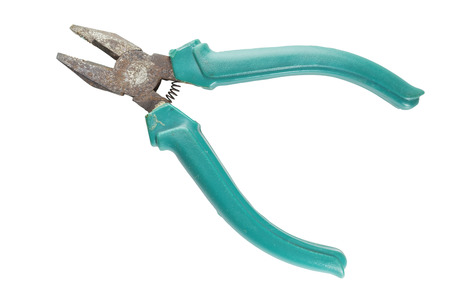 Old pliers blue isolated on white background