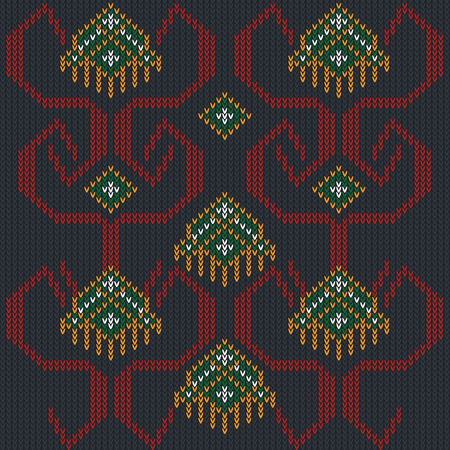 Abstract, Design Vintage Knitted Pattern. Seamless Backgroundのイラスト素材