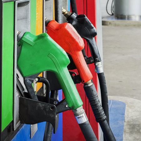 oil pump nozzles in Gas stationsの写真素材