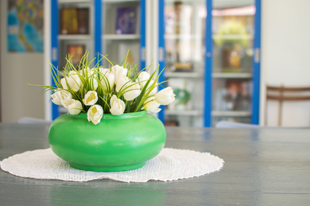 flower on office deskの写真素材