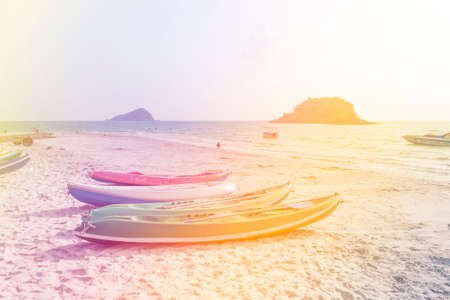 kayak on the beach made with color filters, Soft Focusの写真素材