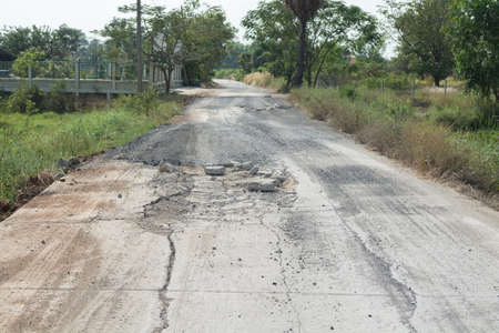 concrete road brokenの写真素材