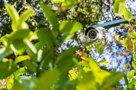 cctv cameras on blue sky background