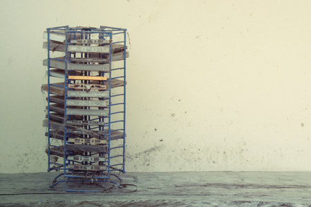 Audio tape cassettes old vintage styleの写真素材