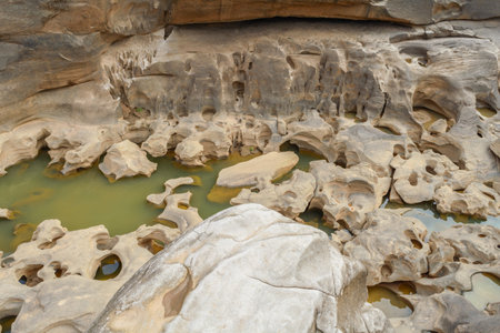 stone landscape, cloud and blue sky. Sam Phan Boke, Ubon Ratchathani Thailandの写真素材