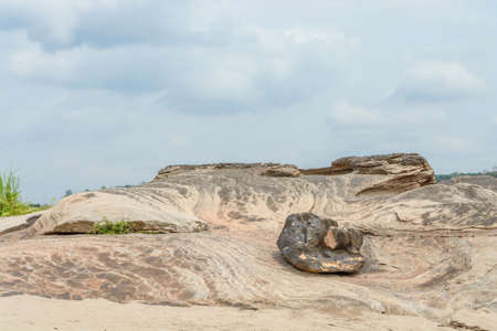 stone landscape, cloud and blue skyの写真素材