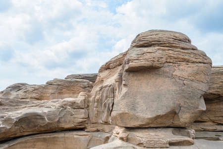 stone landscape, cloud and blue sky. Sam Phan Boke, Ubon Ratchathani Thailandの写真素材