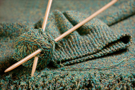 Knitted scarf and hat の写真素材