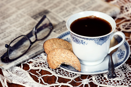 Cup of coffee and cookies.の写真素材