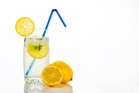 Fresh squeezed lemonade, isolated on white.の写真素材