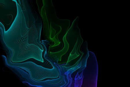 Abstract line wave. Futuristic background in light neon tone. Modern surface design style. Texture...